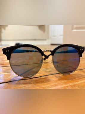 🌸2 for 30🌸 Round Clubmaster-Style Sunglasses in Black with Tinted Lenses